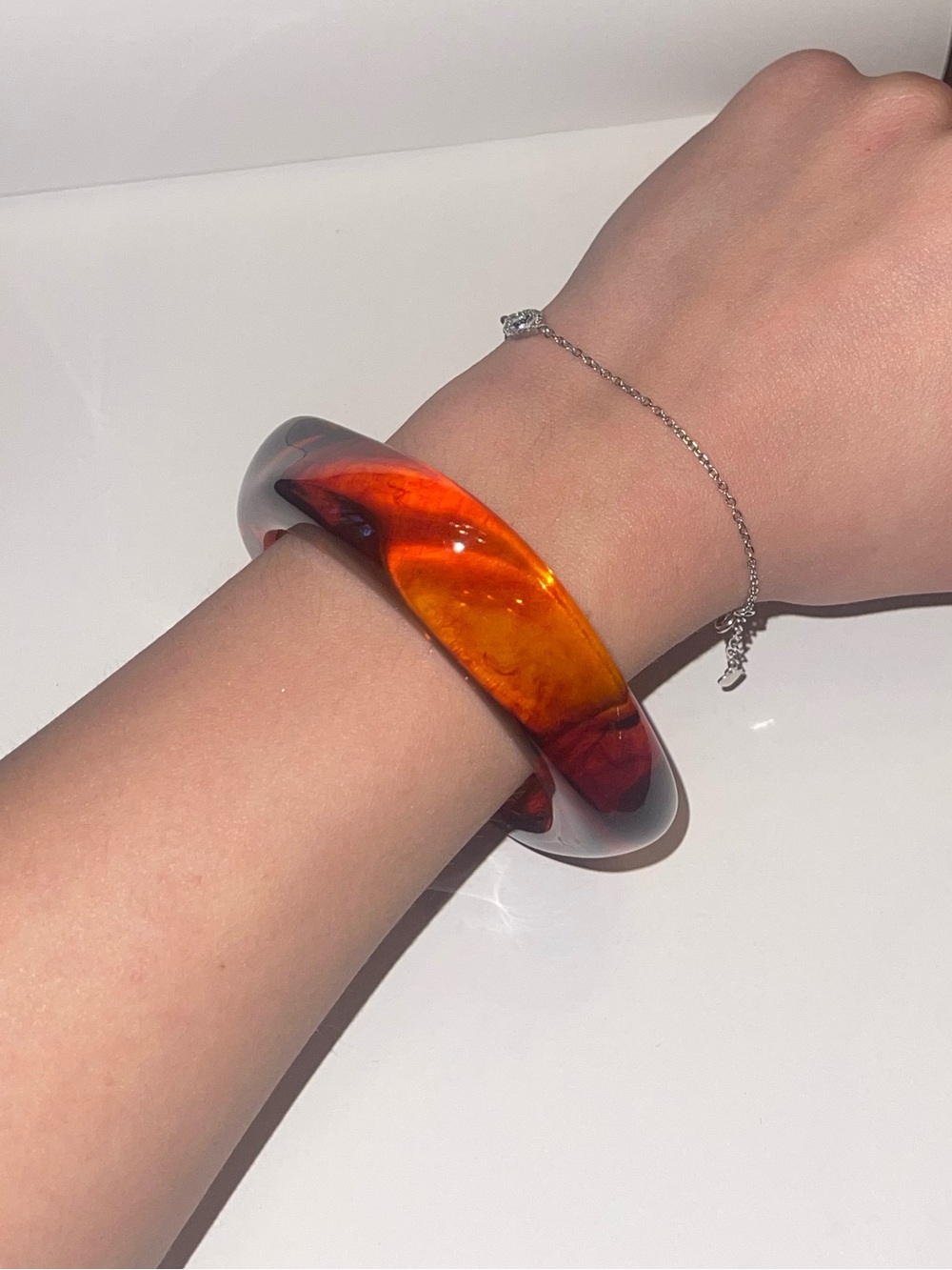 Amber Bangle Bracelet - Orange Tones
